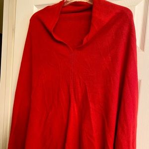 Red wool V-neck capelet